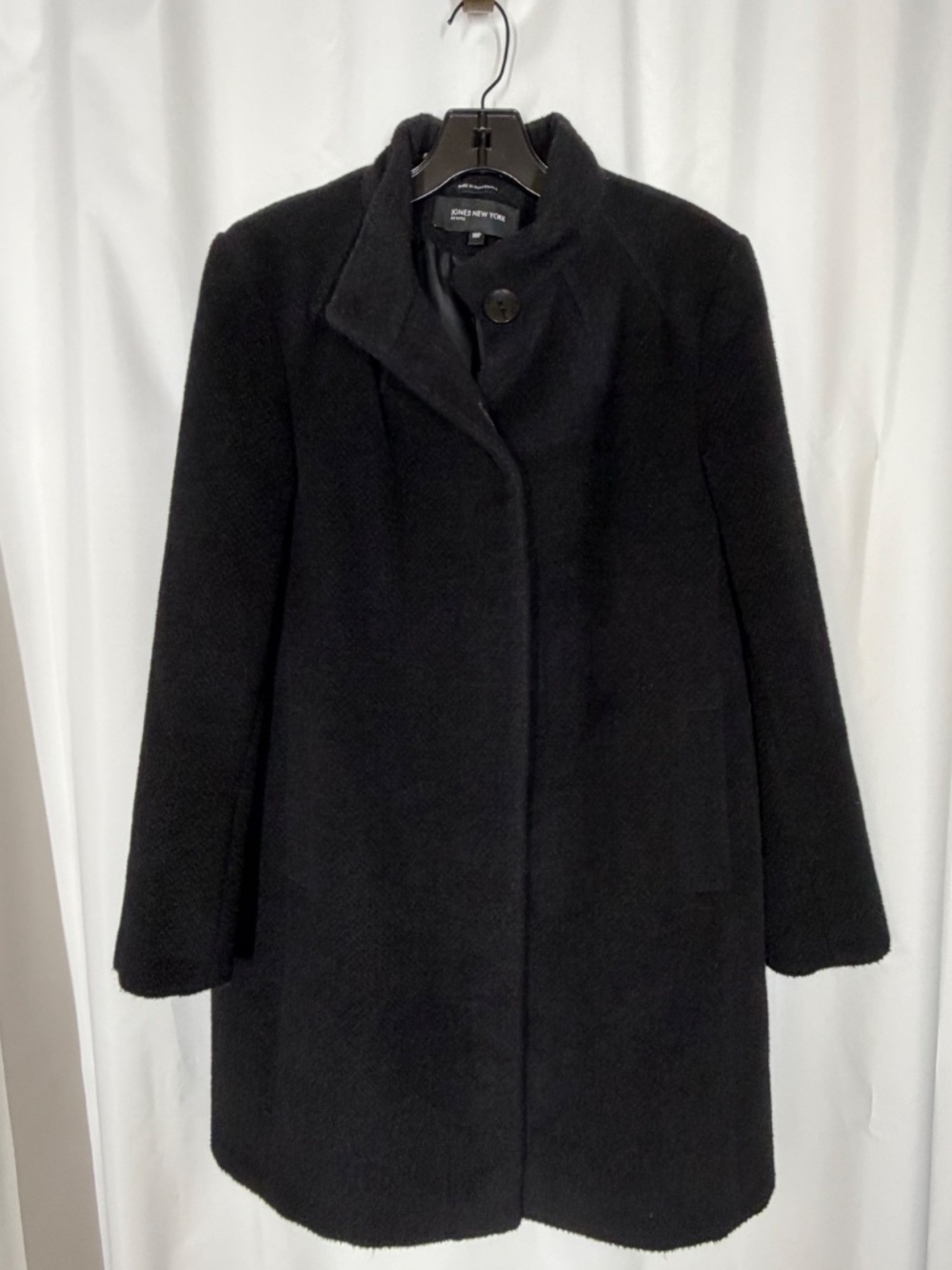Jones New York Vintage Wool-Alpaca-Blend Mid-Length Black Coat Women's sz. 10P